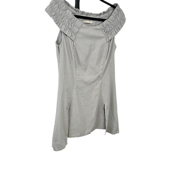 MATTHILDUR Womens Linen Blend Off Shoulder Lined Blouse, Tunic, Grey Size 1 - Picture 10 of 12
